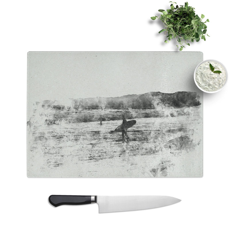 Two Surfers Chopping Board, 20cm W x 28.5cm L