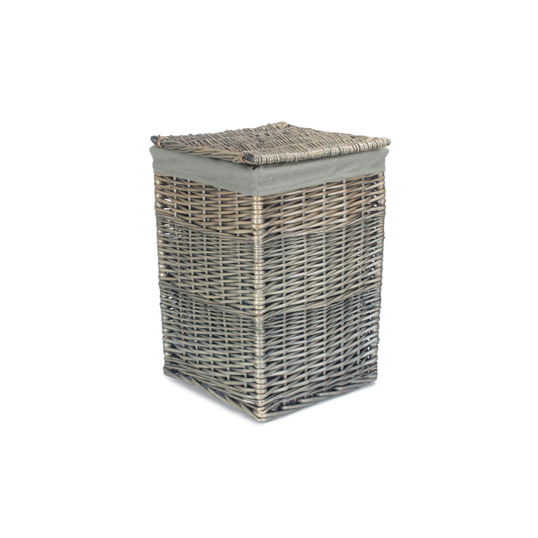 Wicker Square Laundry Basket with Sage Lining