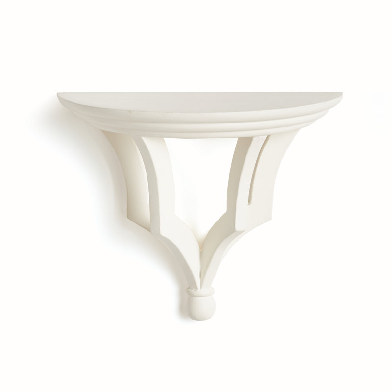 Gianinna Half-circle Mango Bracket Shelf, White, 7.75" H x 9.5" W x 4.75" D