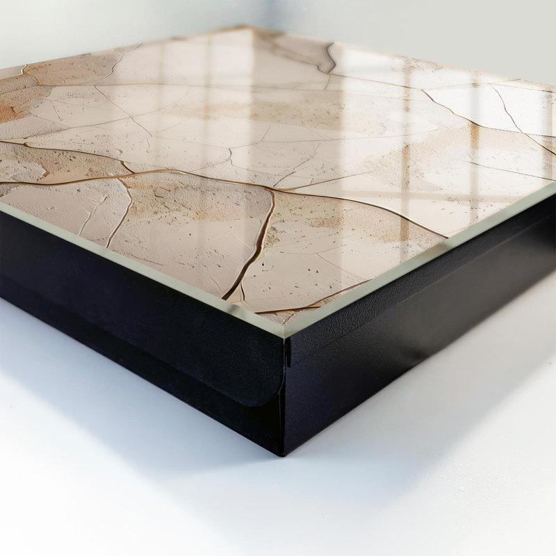 Key storage box, Opens to the left, 30x30x5, White, Organic lines and a beige pattern, 