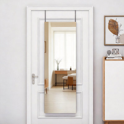 Full-Length Over-the-Door Mirror, 47" x 16" Wall-Mounted Full-Body Mirror for Bedroom and Living Room