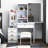 Vanity Desk With Adjustable Lights Mirror - 4 Dresser, White Contemporary & 4 Drawers,
