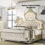Lit Ek en velours beige avec DEL
