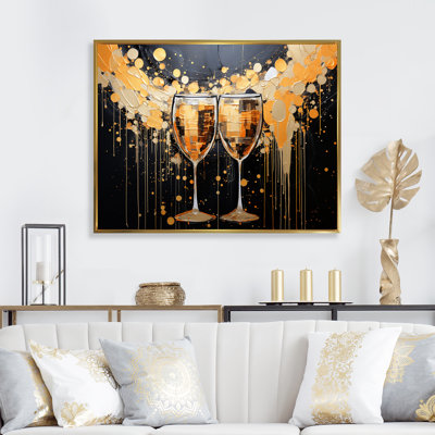 Gold And Black Champagne Essence  Champagne Wall Art