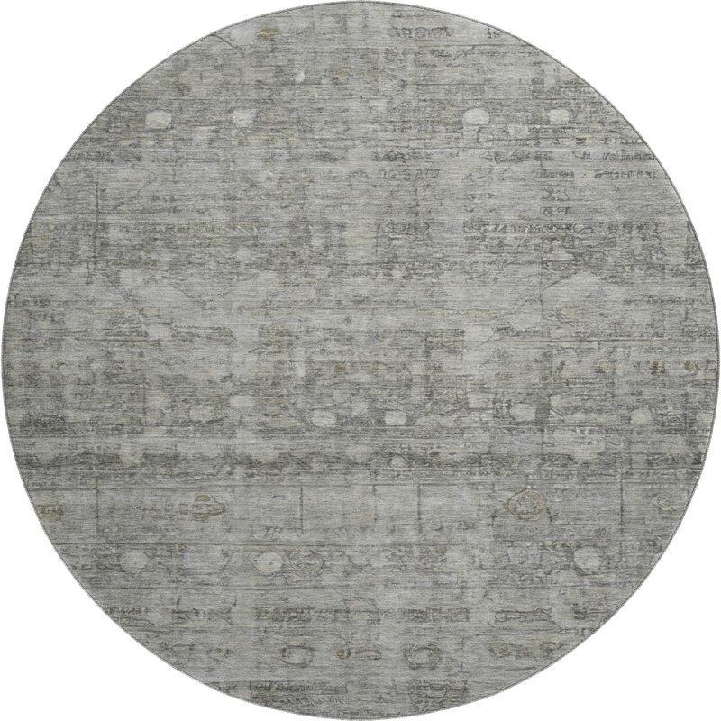 Premium Machine Washable Ponce AMF1768 Geometric Rug, Round 8'