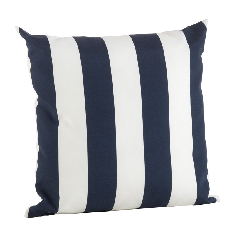 Classic Stripe Indoor/Outdoor Striped Throw Pillow, Navy Blue, 17" H x 17" W