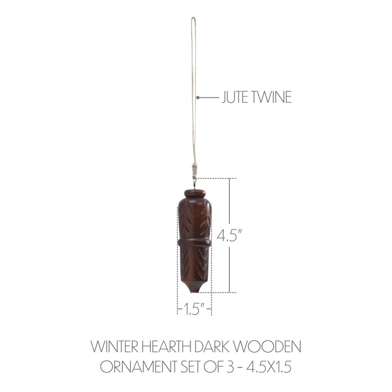 Ensemble de 3 décorations en bois foncé Winter Hearth