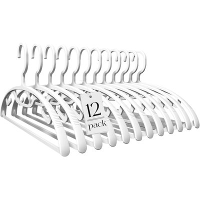 Wide Shoulder Plastic Hangers 12 Pack, White Sweater Hangers Thick No Shoulder Bump Hangers