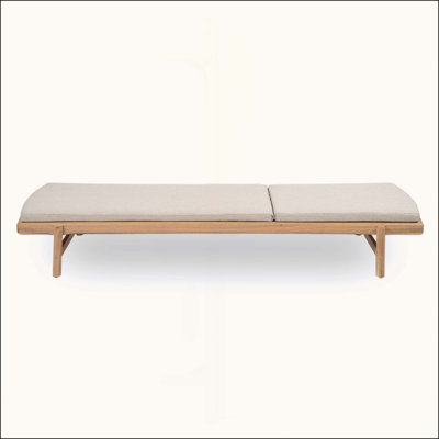 Chaise longue avec coussin en bois d'acacia, ensemble de 2