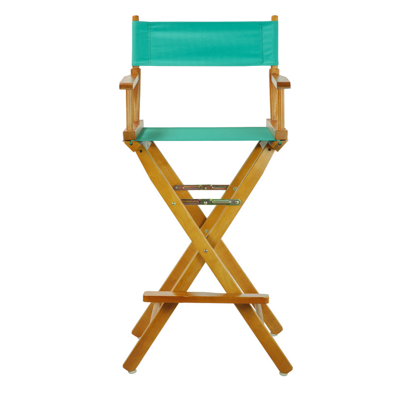30" Folding Director Chair with Canvas, Teal, Honey Oak