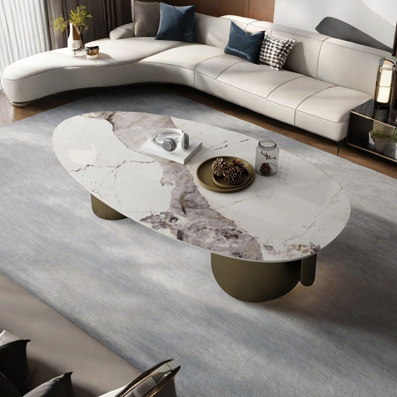 Simple irregular irregular rock plate coffee table, Colorful, 15.7" H x 47.2" L x 23.6" W