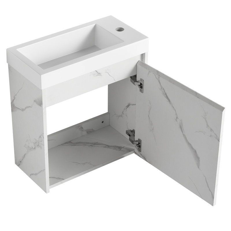 Lavabo de salle de bain moderne avec lavabo en résine et porte d'armoire à fermeture en douceur - Option de modernisation élégante de la baignoire Large et compact à fermeture facile