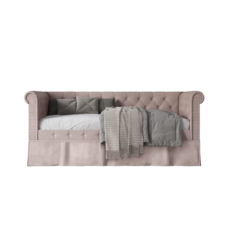 Lit de jour simple avec couchette Ersoy, Rose