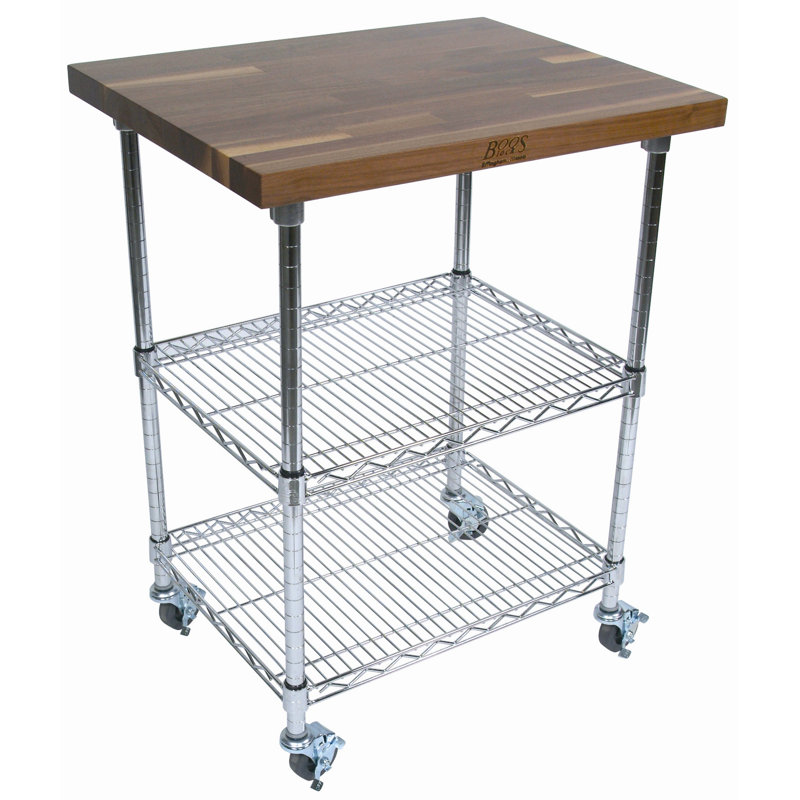 Rouge et Noir Metropolitan Wire Cart with Walnut Top