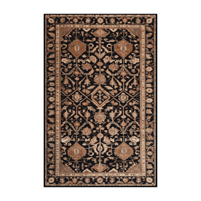 Machine Washable Persian Black Area Rug