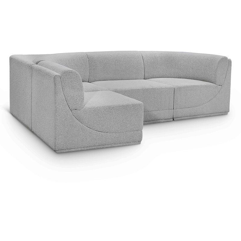 Canapé modulaire 4 pièces Ollie, Tissu gris bouclé