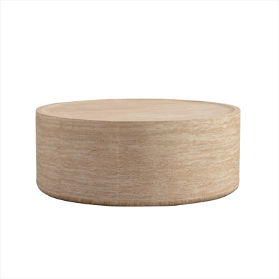 Round End Table With Mars Pattern For Living Room, Modern Drum Circle Side Table For Small Spaces, No Assembly Required