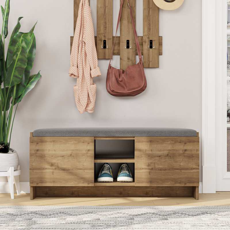 Ousley 8 Pair Shoe Storage Cabinet, Matte Oak