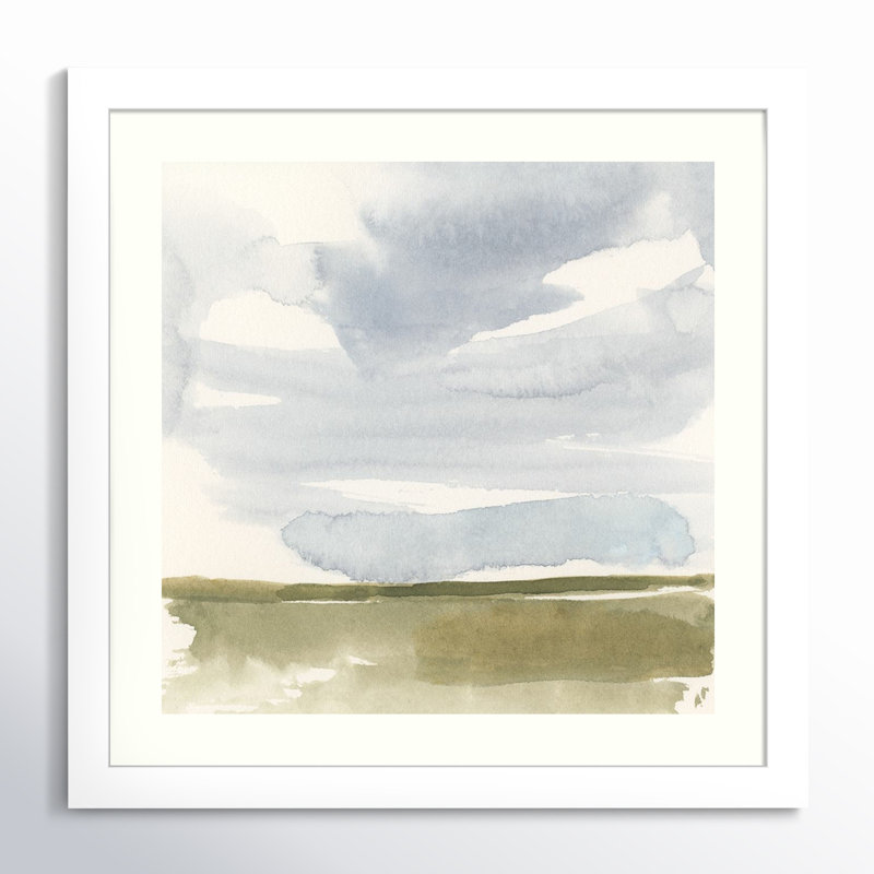 «Open Field S croquis I» par Victoria Barnes - peinture encadrée, H 13 po x l 13 po, Blanc