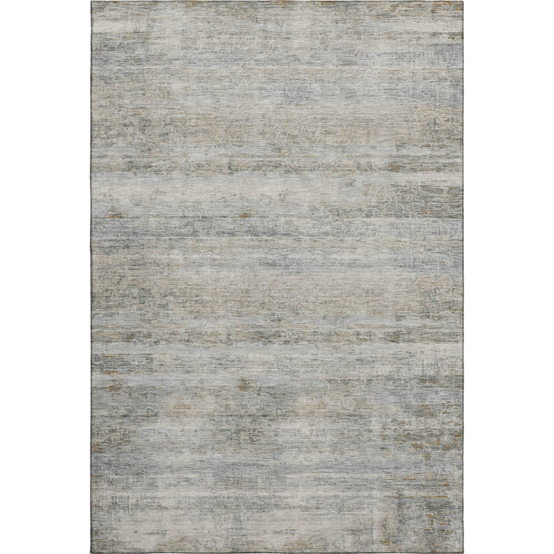 Premium Machine Washable Mayfield AMF2154 Striped Rug, Granite, Rectangle 9' x 12'