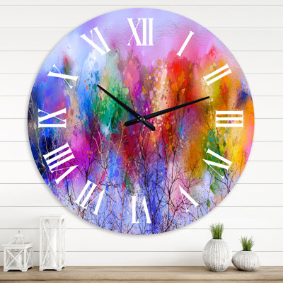 Mauve ciel abstrait paysage I - horloge murale moderne