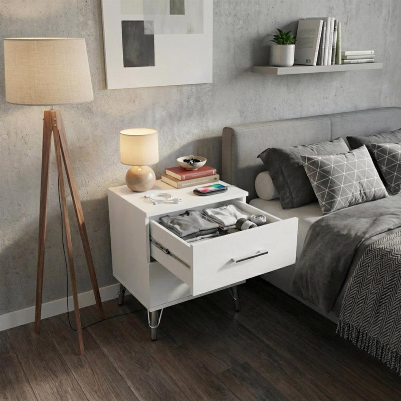 45cm W Manufactured Wood Bedside Table