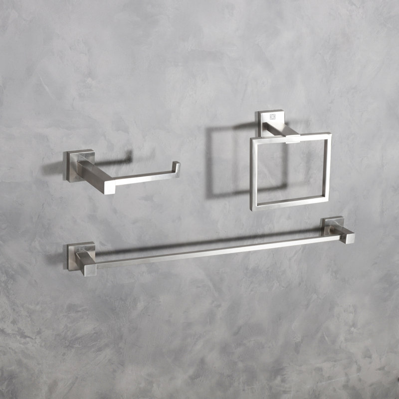 Ensemble de quincaillerie de salle de bain 3 pièces Isla, Nickel brossé