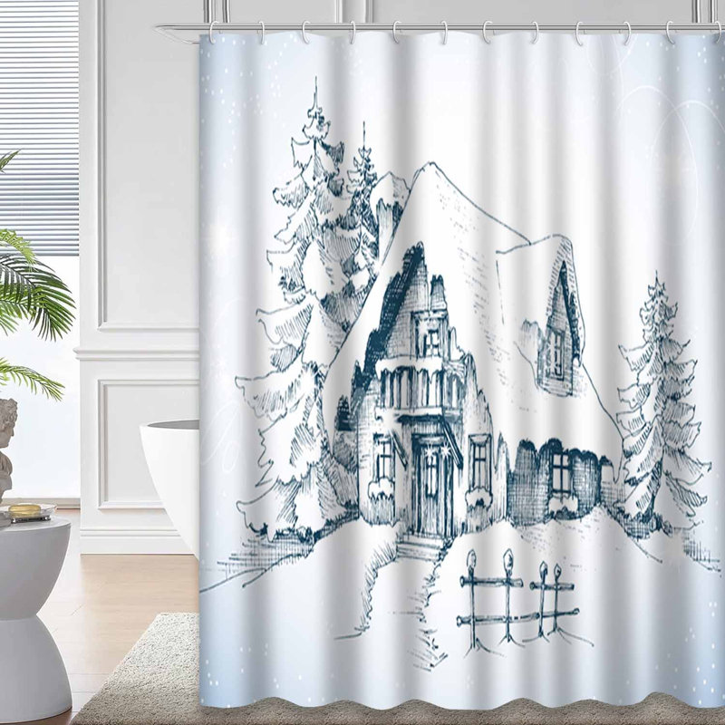 Rideau de douche Winter Snow Trees House, L 72 po x l 84 po