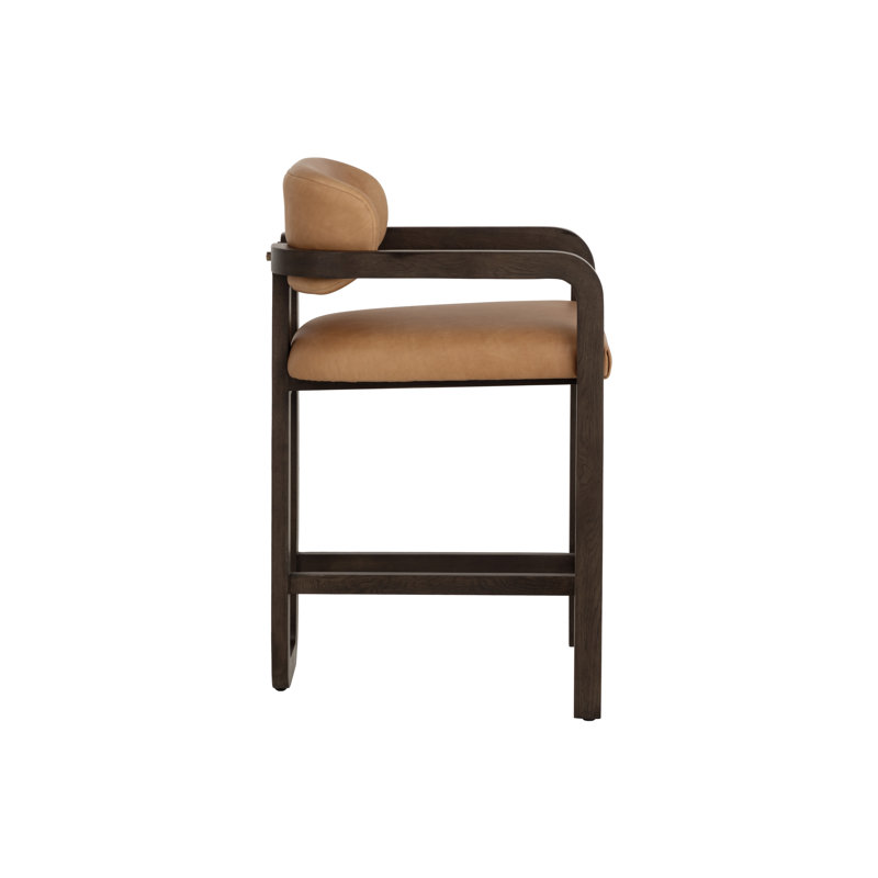 Madrone Counter Stool - Brown - Ludlow Sesame Leather, Counter Stool (26" Seat Height)