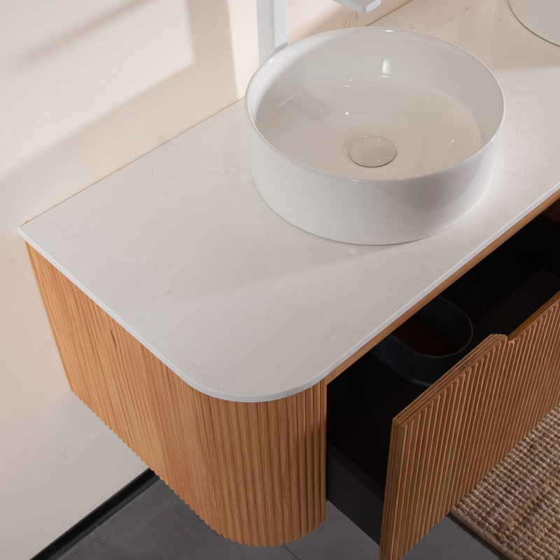Lavabo de salle de bain 14 po, vasque ronde en céramique sans robinet, sans armoire, blanc