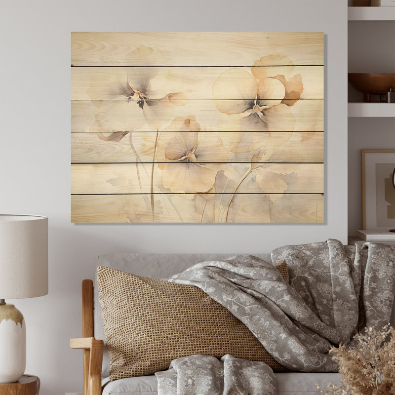 Beige minimalisme délice de pensée - Art sur bois de pin naturel, H 10 po x l 20 po