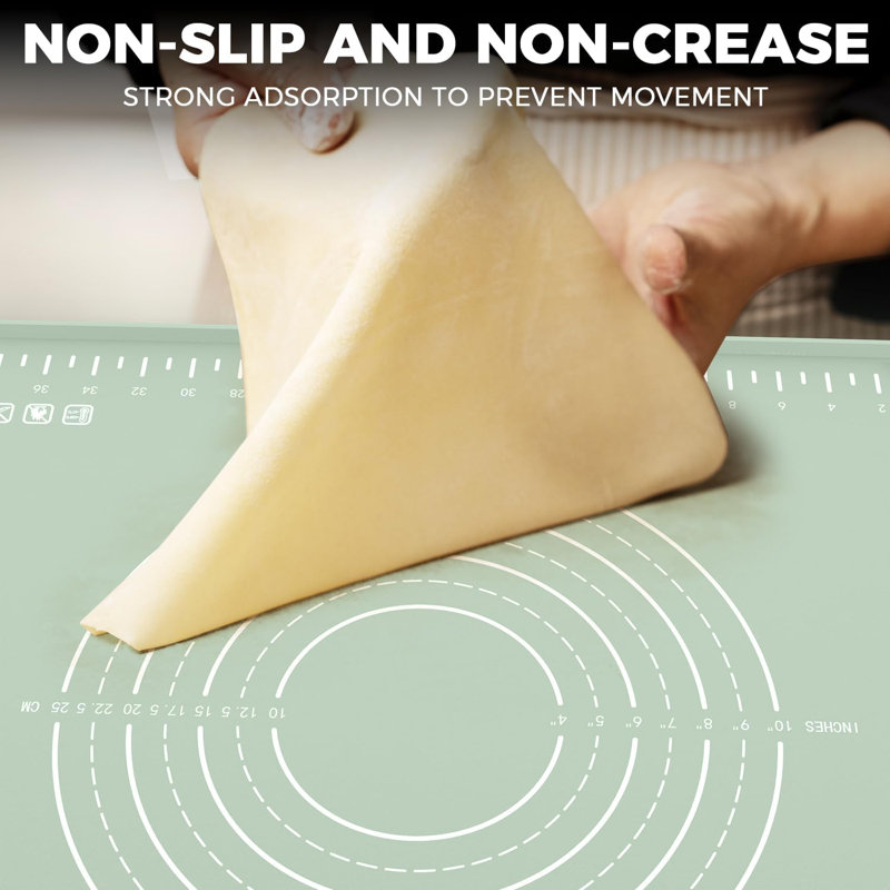 Silicone Baking Mat 28" x 20", Extra Thick Dough Rolling