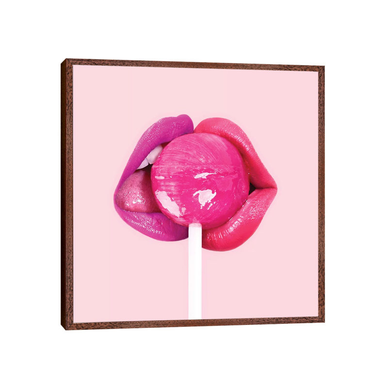 Lollipop Kiss by Paul Fuentes - Print on Canvas, 66.04 cm H x 66.04 cm W x 1.91 cm D, Brown Framed