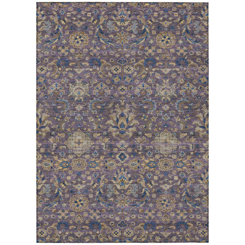 Machine Washable Indoor/Outdoor Chantille ACN2485 Global Rug, 5' x 7'6", Purple