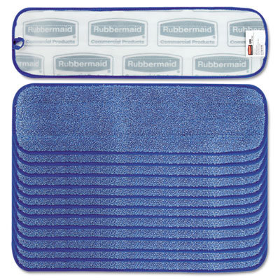 Blue Microfiber 18" Damp Mop Pad with Scrubbing Strips