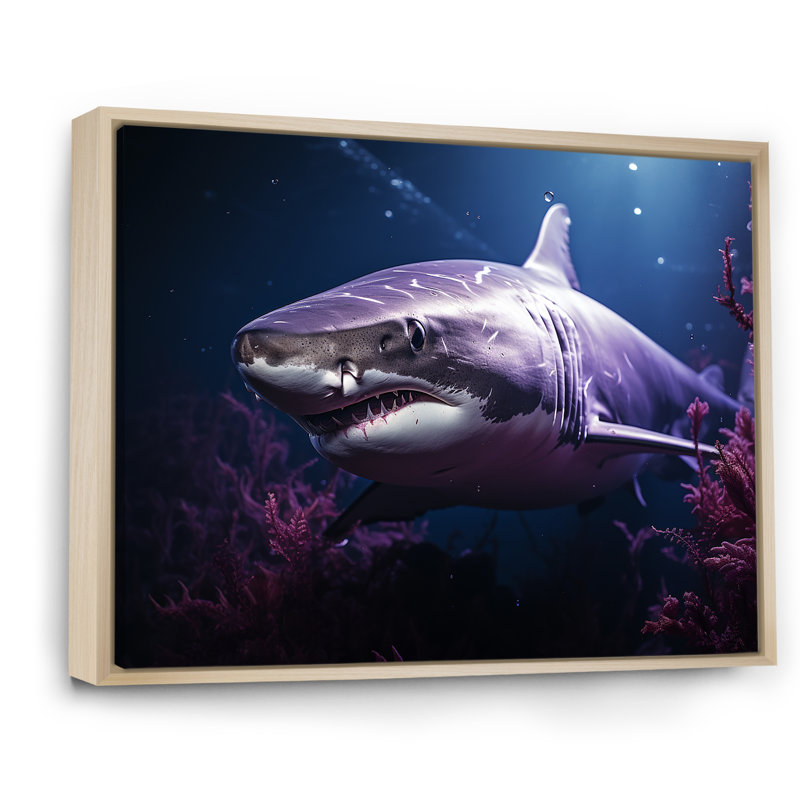 " Oceans Purple Ghost Shark Photography ", 16" H x 32" W x 1" D, Natural Floater Framed