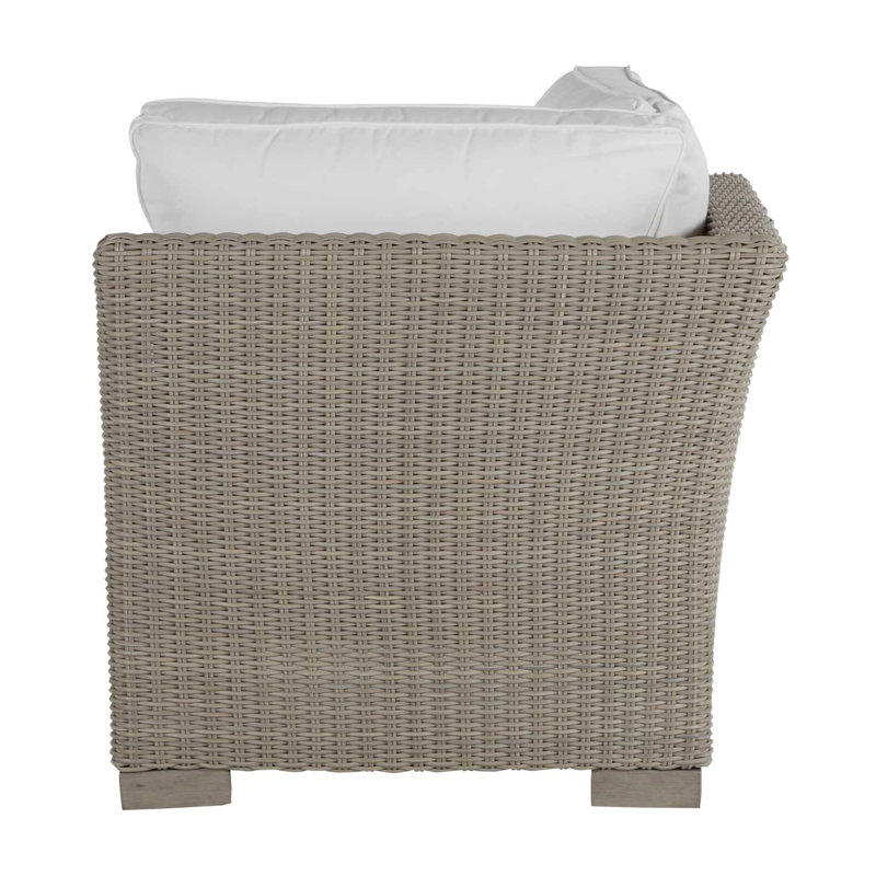 Club Woven Patio Lounge Chair with Cushions, Welt, Rollo Lace, Oyster
