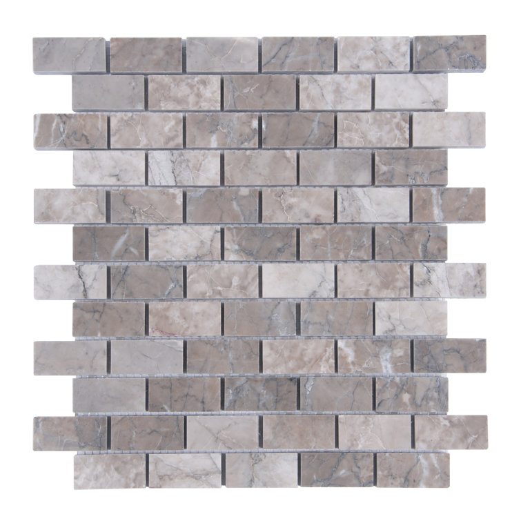 1"x2" Grey Cloud Polished Marble Mosaic