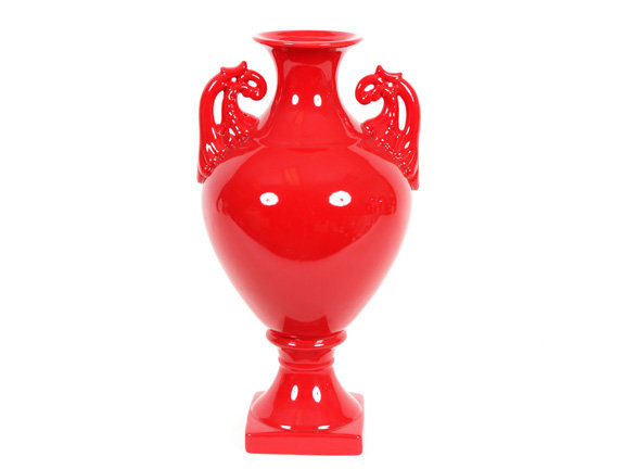Ceramic Pot White, Red