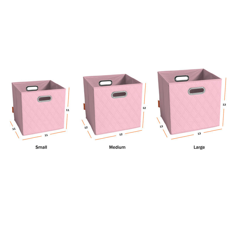 Jiaessentials Faux Leather Cube or Bin Set, Pink, 11" H x 11" W x 11" D
