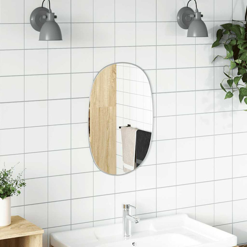 Oval Mirror, 50 cm H x 35 cm W, SIlver