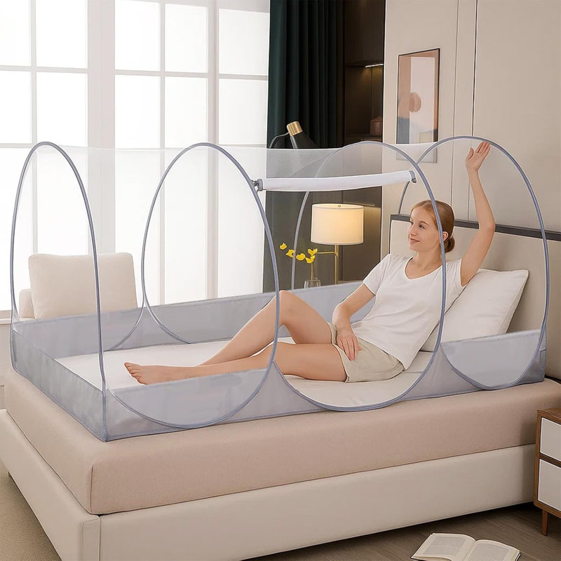 Pop-up Foldable Mosquito Net, Single Family Bed Mosquito Net with Zip