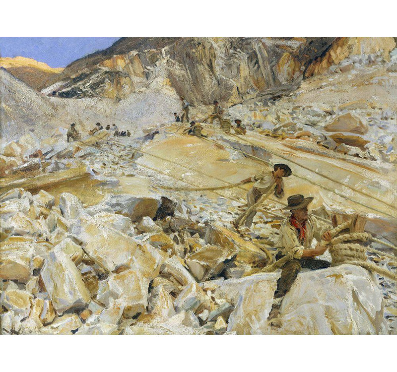 "Sargent, John Singer", reproduction d'art sur toile tendue: "Faire descendre le marbre des carrières à Carrare" 64966