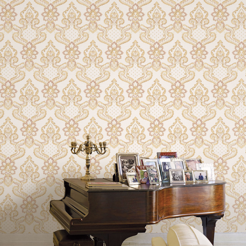 Rouleau de papier peint à double largeur L 33 pi x l 42 po Opulence Luxury, Beige / rose / or