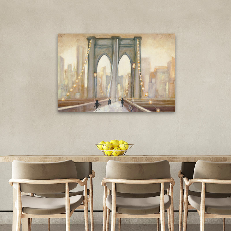 Pont contemporain et industriel vers le crépuscule de New York, H 36 po x l 24 po