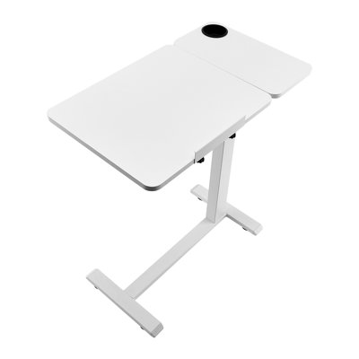 Table de lit réglable en hauteur avec plateau inclinable et porte-gobelet - Bureau d'ordinateur portable mobile pour le chevet