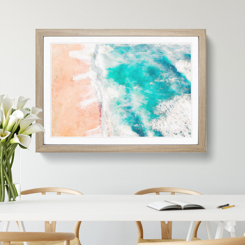 Montara Beach In California - Single Picture Frame Print on MDF, Oak Framed, 62cm H x 87cm W x 2cm D