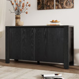 Wood Storage Cabinet with 4 Door and Adjustable Shelves