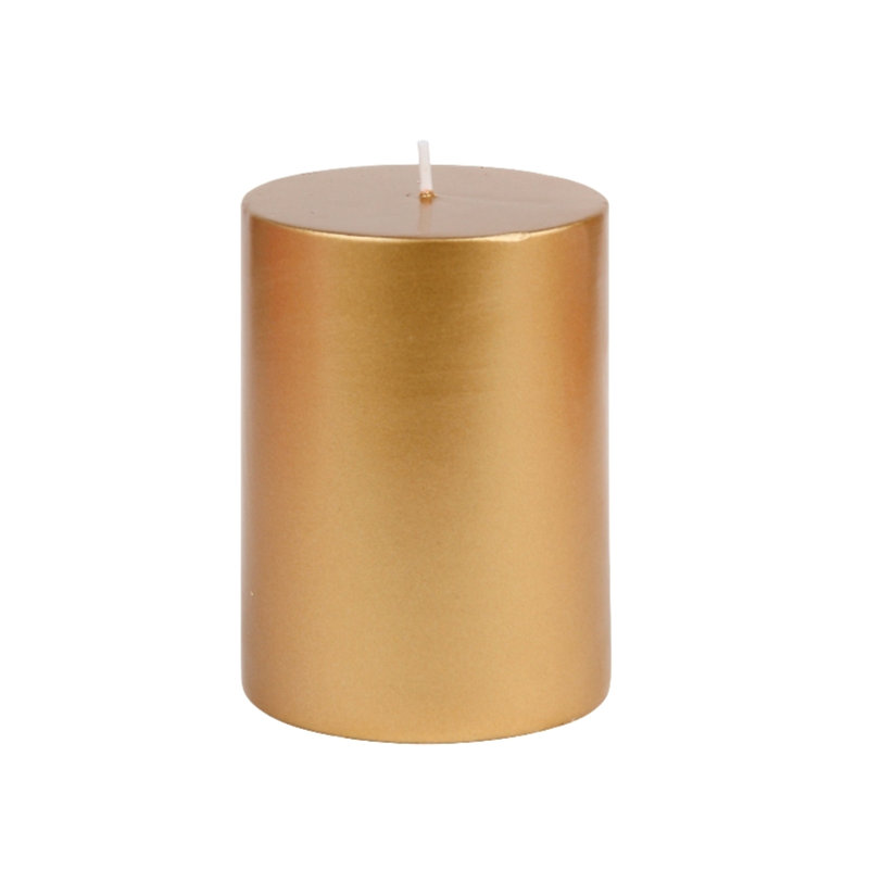 Bougie pilier sans parfum sans paraffine sans fumée, H 4 po x D 3 po, Métallique bronze doré, 1 bougie