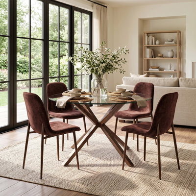 Round 4-Person Glass Top Pedestal Dining Set